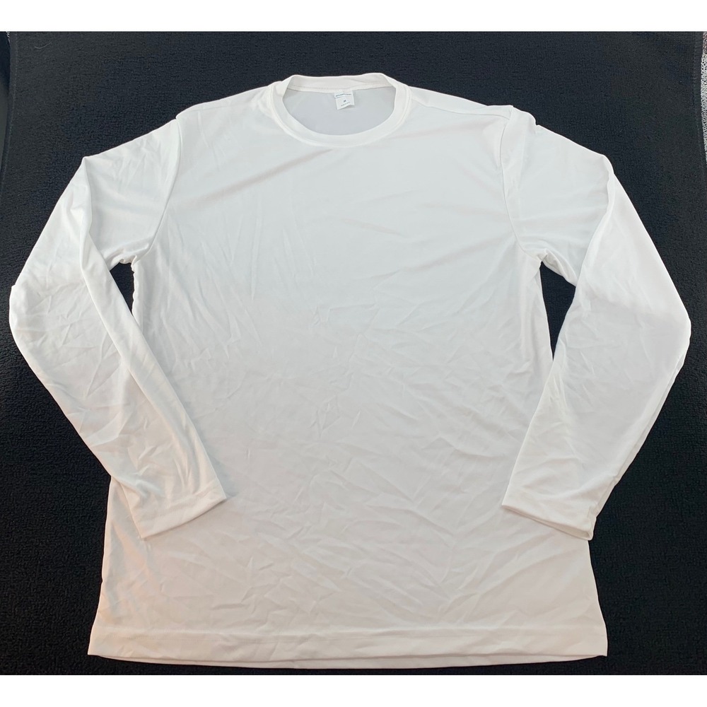 SPORT-TEK‎ White Long Sleeve Athletic T Shirt Men's Size Medium Polyester